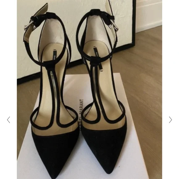 ZARA PLEXI BLACK SUEDE CLEAR VINYL ANKLE STRAPPY STILETTO HEELS POINTED TOE 8 - Picture 2 of 9